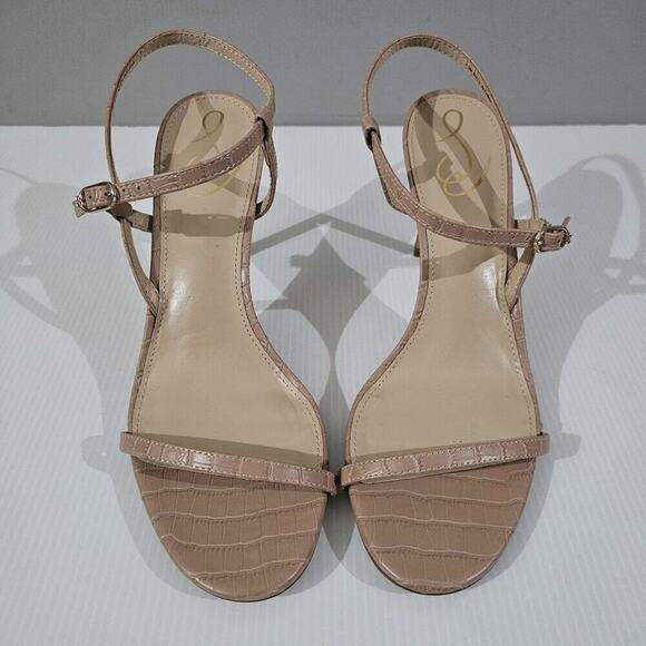 NEW Sam Edelman Doran Strappy Sandal Stiletto Heel Tan Croc Womens 9.5 - Picture 4 of 13